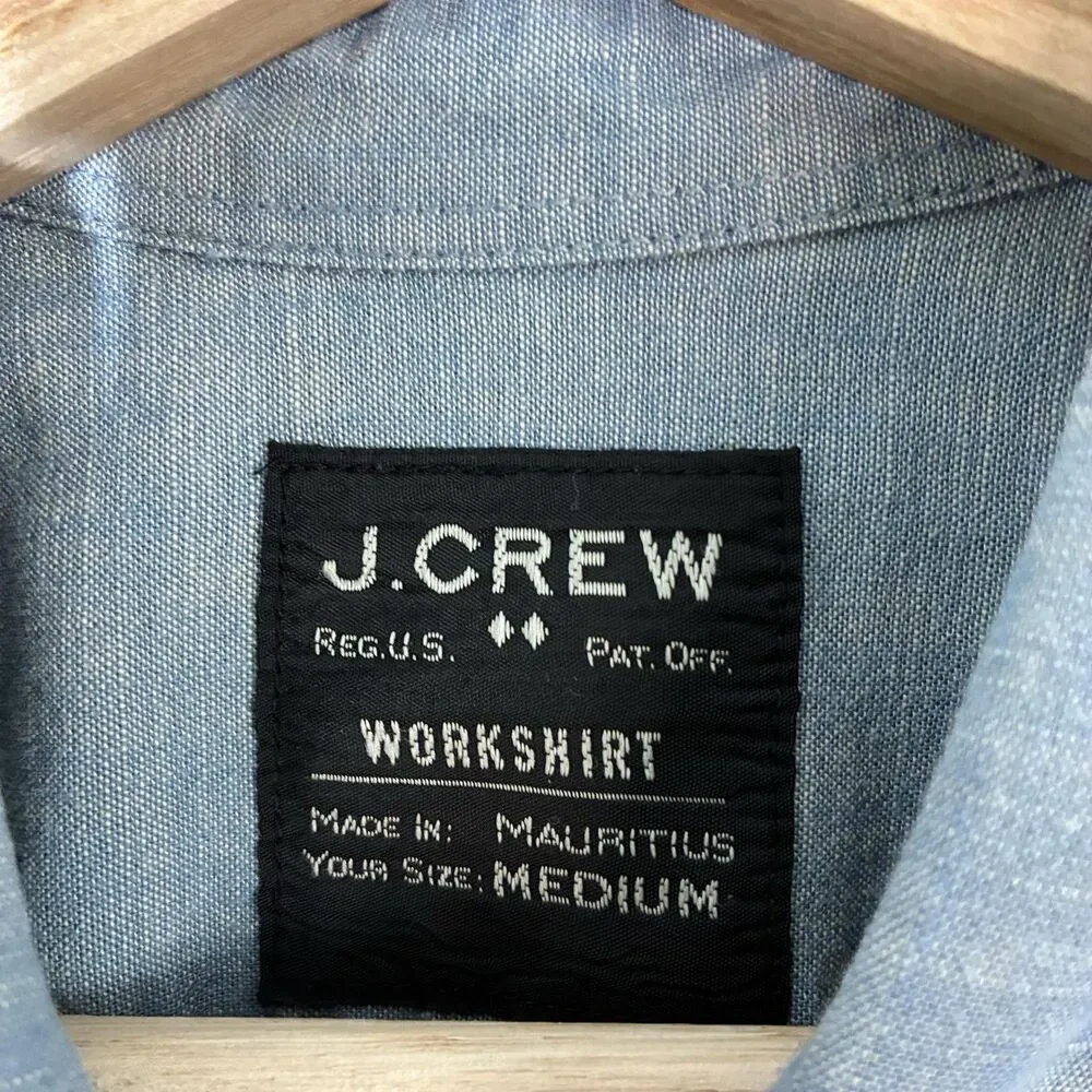 J Crew Shirt Mens Medium Blue Chambray Workshirt Button Up Long Sleeve Casual